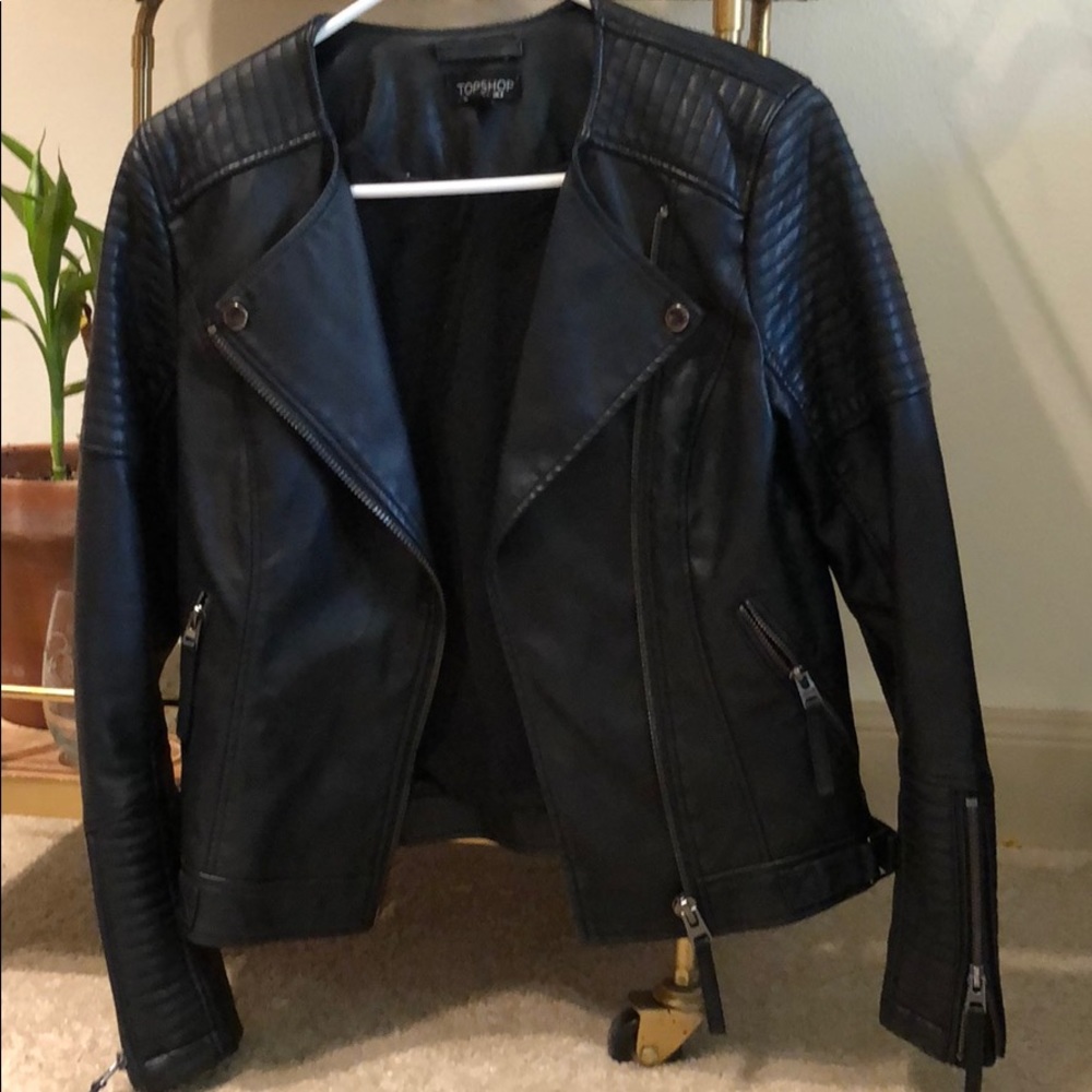 Topshop leather moto jacket size 4